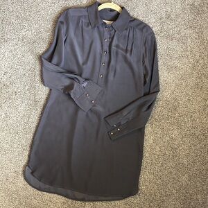 BRITT Ryan size XS 100% silk blouse gold accents long